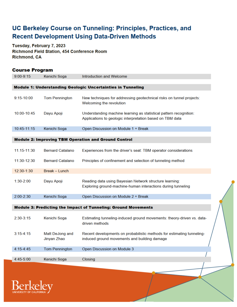 Collaboration with industry partners for UCB Course on Tunneling Data Collaboration with industry partners for UCB Course on Tunneling Data